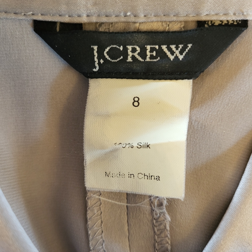 J. Crew Silver Silk Short-Sleeve Button-Down Blouse - Picture 11 of 11
